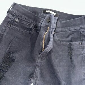 Express Black Skinny Jeans with Distressed Detailing